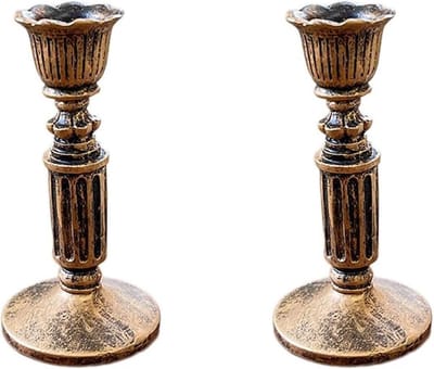 Vintage kaarsenhouders in messing - 2 stuks - Perfect voor kerst, bruiloften en wanddecoratie
