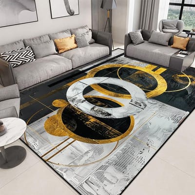 Tapis Nordiques Géométriques Grande Surface pour Décoration de Salon Modernes Luxueux Tapis pour Table de Canapé Chambre à Coucher Tapis de Sol Antidérapant Lavable 60*90cm