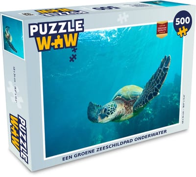Puzzel Een groene zeeschildpad onderwater - Legpuzzel - Puzzel 500 stukjes