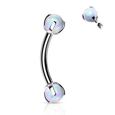 Piercing curved claw opal 1.2x8x3 - zilver - LMPiercings