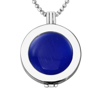 Munthouder met Ketting en Munt 33mm Cat's Eye Donkerblauw - Zilverkleurig - ERHS809