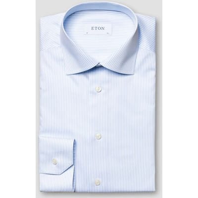 Eton Overhemd Fine Twill Stripe Extra Long Staple Cotton Licht Blauw / male