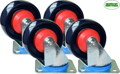 AMIG - 4 Professionele Nylon Transportwielen Ø100mm - Kogelgelagerd - Set van 4 Zwenkwielen zonder Rem – 500-750KG Draagvermogen