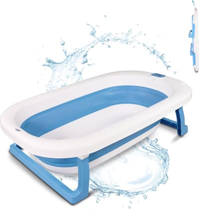Mobiclinic Bubba - Babybadje - Kinderbadje - Opvouwbaar - Bath bucket - Compact - Opvouwbaar bad kinderen - Antislip - Inclusief afvoerpijp - Blauw