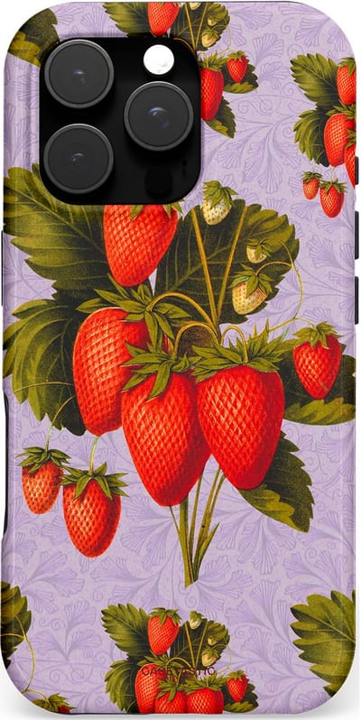 Casetastic hoesje geschikt voor Apple iPhone 16 Pro - MagSafe - Dubbellaagse bescherming - Wilde aarbei - Fashion Case - Lila Olijfgroen Rood Taupe