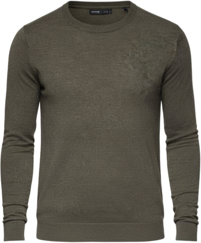OMBRE Trui - Regular Fit - Viscose - Lange Mouw Olijfgroen Gemêleerd S