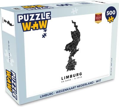 Puzzel Limburg - Wegenkaart Nederland - Wit - Legpuzzel - Puzzel 500 stukjes