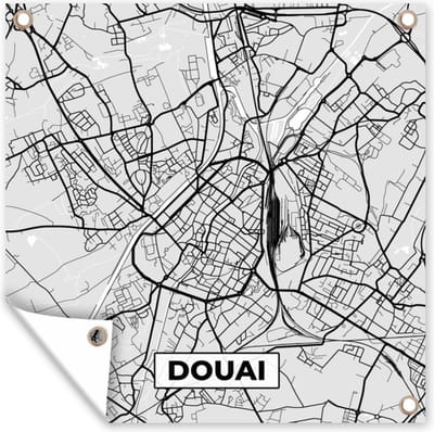 Tuin poster Kaart - Stadskaart - Douai - Plattegrond - Frankrijk - 200x200 cm - Tuindoek