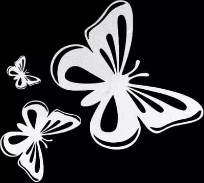 GoedeDoelen.Shop | (Auto) Sticker 3 Vlinders Zilver | Laptopsticker | Muursticker| Vlinder | Woondecoratie | Wandsticker | Scootersticker | Butterfly
