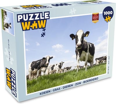 Puzzel Koeien - Gras - Dieren - Zon - Boerderij - Legpuzzel - Puzzel 1000 stukjes volwassenen