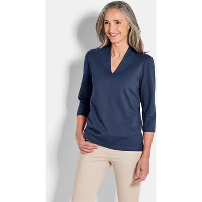Basic shirt van interlock-jersey - marine - Gr. 38 van Goldner Fashion