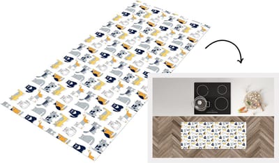 Keukenloper - Loper keuken - Patroon - Kat - Poes - 120x50 cm - Keukenloper vinyl