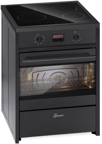 GURARI elektrische fornuis GCH E 612 BL Inductie vrijstaande kookplaat 60 cm, inductie, zwart, Range Coocker