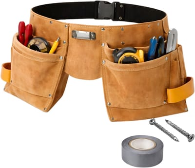 Lomera Gereedschapsgordel - Gereedschapsriem - Gereedschapshouder - Hamerholster - Gereedschapstas voor Riem - Gereedschapstas Heup - Spijkerzak - Dubbele Gereedschapsgordel - Werkriem Gereedschap - Klusriem