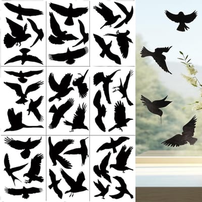 raamstickers voor vogelbescherming - 36 zelfklevende raamstickers voor vogels, vogelbescherming voor ramen, zwarte vogelstickers voor decoratie en bescherming
