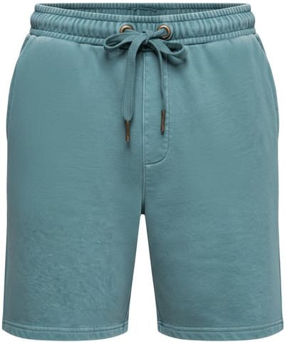 OMBRE Korte Broek - Loose Fit - Katoen - Effen Donkerturquoise S