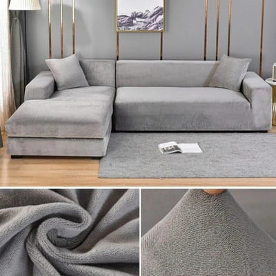 Fluwelen bankhoes voor woonkamer Dikke elastische bankhoes 1/2/3/4 zits L-vormige hoekbankhoes Stretchhoes voor bank 2 Seater 145-185cm