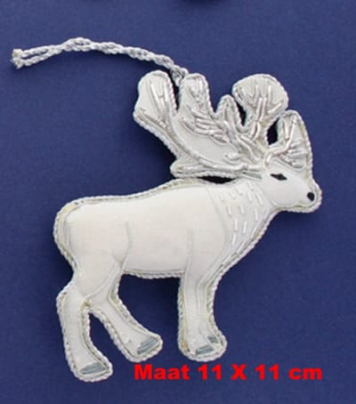 Hetty'S - Kerstboomhangers - Wit met zilver - Dieren en Sneeuwpop - 6 stuks