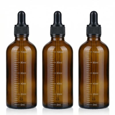 Dailygoods- Dropperfles 100ml - Lege Hervulbare Fles - Amber Glas - Cosmetica Container - Inclusief Pipet - Antilek Deksel - Oliecontainer
