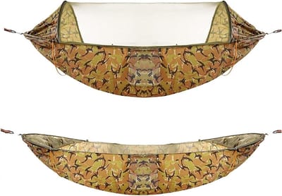 Kampeerhangmat met net - Buitenbed - Ontspannen buiten - Scheurvast nylon - 2 persoons - Bos camouflage