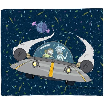 Rick and Morty Flying Space Adventure Fleece Blanket - L