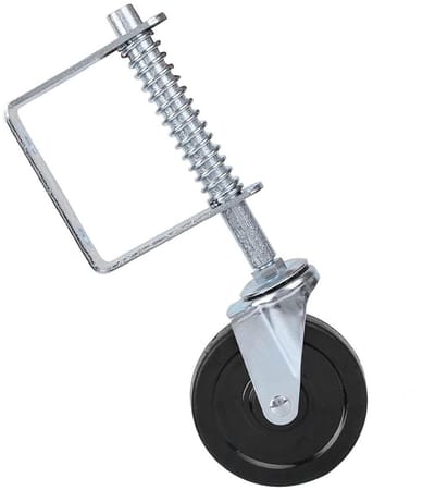 Veerbelast Poortwiel - Zwenkwiel Rubber - Soepele Poortbediening - Automatische Hoogteaanpassing - 4 Inch Wiel - Zwart
