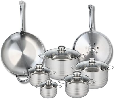 Set van 2 Bakpannen 28 en 32 cm en 5 Kookpotten 12, 14, 16, 20 en 24 cm Elo Profi Brillant