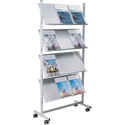 Folderhouder - metaal - verrijdbaar - B  750 x D 360 x H 1570 mm - voor 12 x A4-formaat