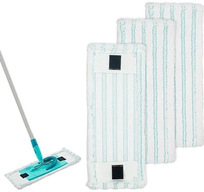 Vier vervangende mophoezen Geschikt voor LEIFHEIT CLEAN TWIST M ERGO MICRO DUO, vervangende microvezelmoppads voor de platte mop, en accessoires voor de natte en droge mopkop.
