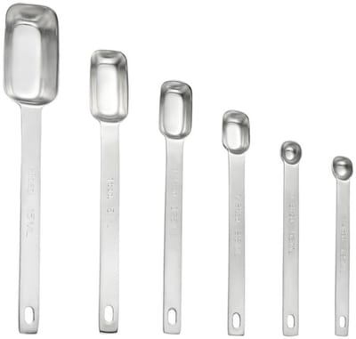 Dailygoods- Maatlepels Set - 6-delige Maatlepels RVS - Gegradueerd Handvat - Theelepels - Voor Koken/Bakken - Makkelijk Schoon te Maken - Maatlepelsset
