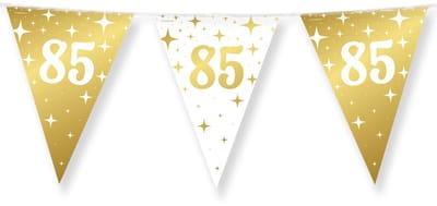 BTH – Slinger 85 Jaar – Wit-Goud – Verjaardag Versiering – Happy Birthday Feest – 5 Jaar versiering – 10m