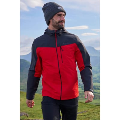 Mountain Warehouse Heren Brisk Extreme Colour Block Waterdichte Jas (Actief Rood)