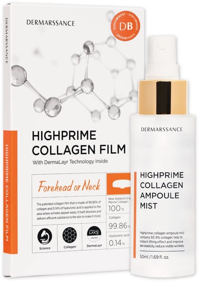 DermaBoost - Collageen pads Voorhoofd / Hals + Collageen spray 50ml + Luxe Pocket Spiegel - Anti-aging / Anti-rimpel - huidverjonging - huidversteviging - hydratatie