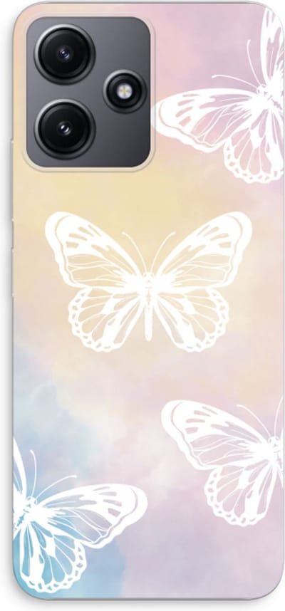 Case Company® - Hoesje geschikt voor Xiaomi Redmi 12 hoesje - White butterfly - Soft Cover Telefoonhoesje - Bescherming aan alle Kanten en Schermrand