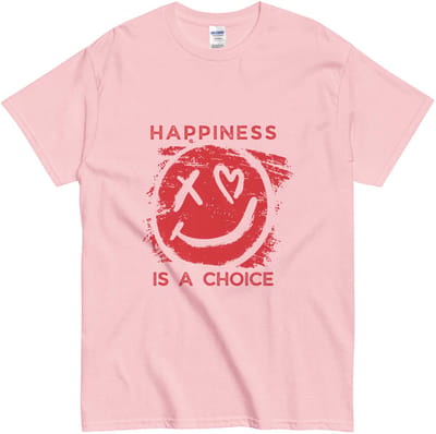 Grunge Stijl Quote T Shirt - Dames Heren - Happiness is a Choice - Roze - S