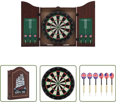 vidaXL Dartbord - Dartspel - Dartbord professioneel met kast en 6 darts sisal - Sisaldartbord - Dartset - Dartkasten
