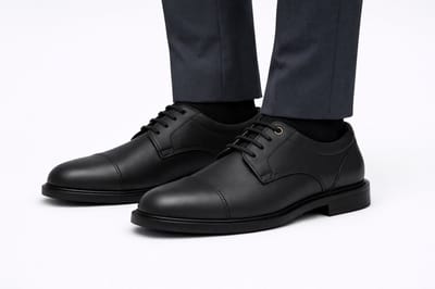 Veterschoenen- Nette schoenen- Heren casual schoen 03- Leer- Zwart 41
