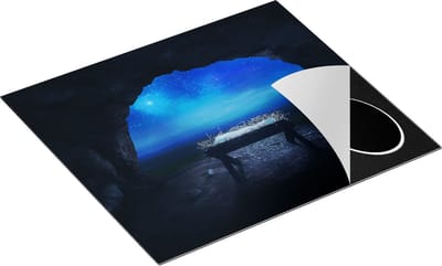 Chefcare Inductie Beschermer Kribbe in een Grot onder de Ster van Bethlehem - 60x50 cm - Afdekplaat Inductie - Kookplaat Beschermer - Inductie Mat