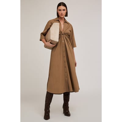 Motivi Chemisier Dress With Knot Brown Maat: 32 | Blousejurken Outlet | Dames | Bruin