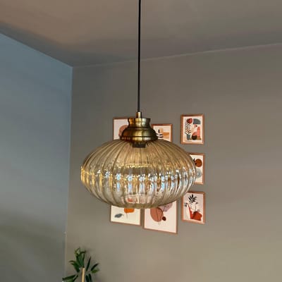 Bamyum Elegant Glazen Enkele Kroonluchter Retro Honingkleur Hanglamp