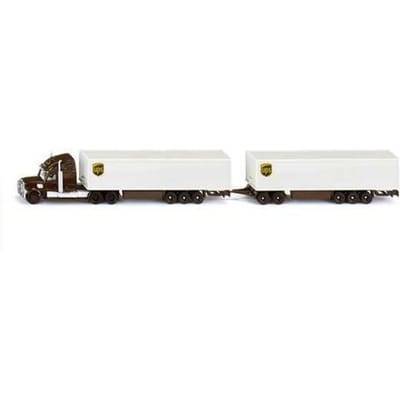 SIKU 1806, Freightliner DHL Road Train, trekker met oplegger en aanhanger, 1:87, metaal/kunststof, geel, afneembare aanhanger