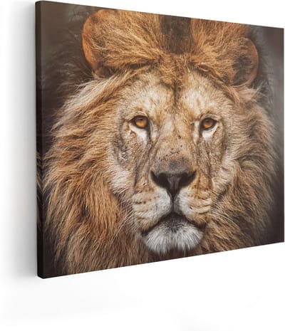 Artaza Canvas Schilderij Leeuw - 100x80 cm - Groot - Wanddecoratie Dierenkop - Muurdecoratie Afrika - Schilderijen Op Canvas