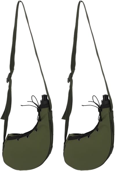 Gerimport Survival veldfles - 2x - kunststof - 0,75 liter - leger groen - veld flacon - noodpakket