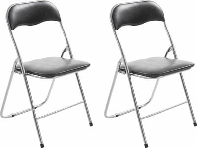 CLP Felix Set van 2 klapstoelen zwart/zilver