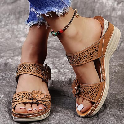 Lucyever Kristal Dikke Zool Pantoffels Voor Dames Zomer Bloem Sleehakken Sandalen Vrouw Antislip Strand Schoenen Dames Plus Maat 43 36