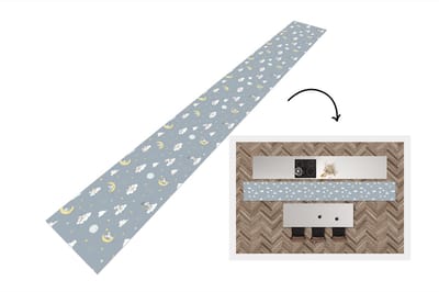 Keukenloper - Keukenmat - Muis - Maan - Patronen - 400x50 cm - Keuken vloerkleed