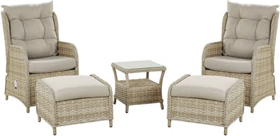PONZA - Loungeset voor 2 - Taupe - PE rotan