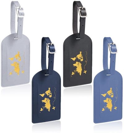 Dailygoods- Kofferhangers 4 stuks - PU-leer - Bagagelabels - Identificatie - Handbagage - Reisaccessoires - Bronzen patroon design - Bagagelabel