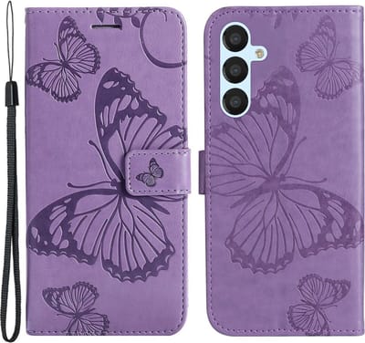 Coverup Hoesje - Geschikt voor Samsung Galaxy A54 Hoesje - Coverup Vlinders Book Case - Lila
