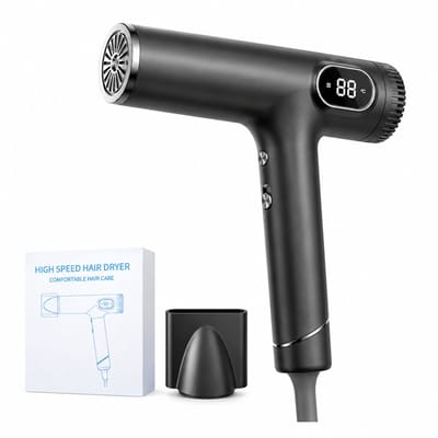 High speed hair dryer - 1600 W and 110000 rpm - negative ion and constant temperature hot and cool air - 3 speed settings - diffuser nozzle